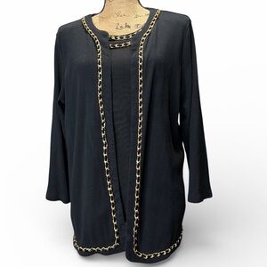 Rafaella Women's Black 2 piece sweater with Gold Accents. EC. Size X-Large